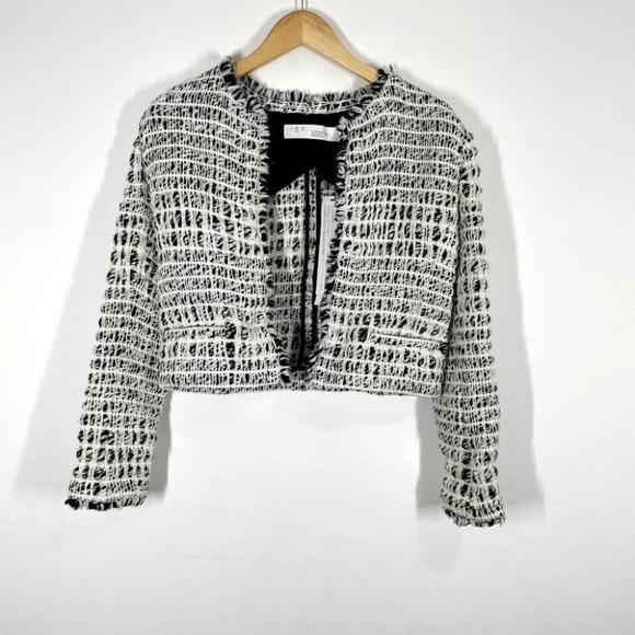 IRO NWT Mopiua Fringe Tweed Jacket Size 36 Open Front Slightly Cropped Fringe - Picture 7 of 11